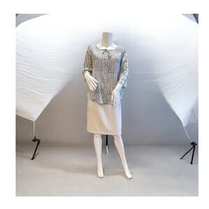 Fred David Top Shirt Women 3/4 Sleeve V Neck Open Sleeveless Small